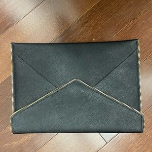 Black Envelope Clutch with Gold Trim